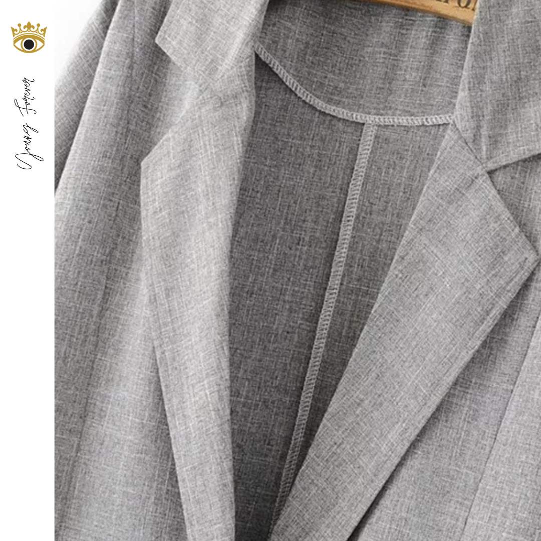 韓國麻棉中袖西裝+短褲套裝