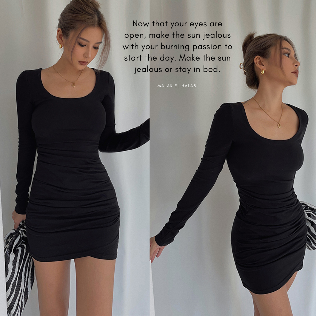 BODYCON DRESS皺褶設計具有結構化美感的連身裙