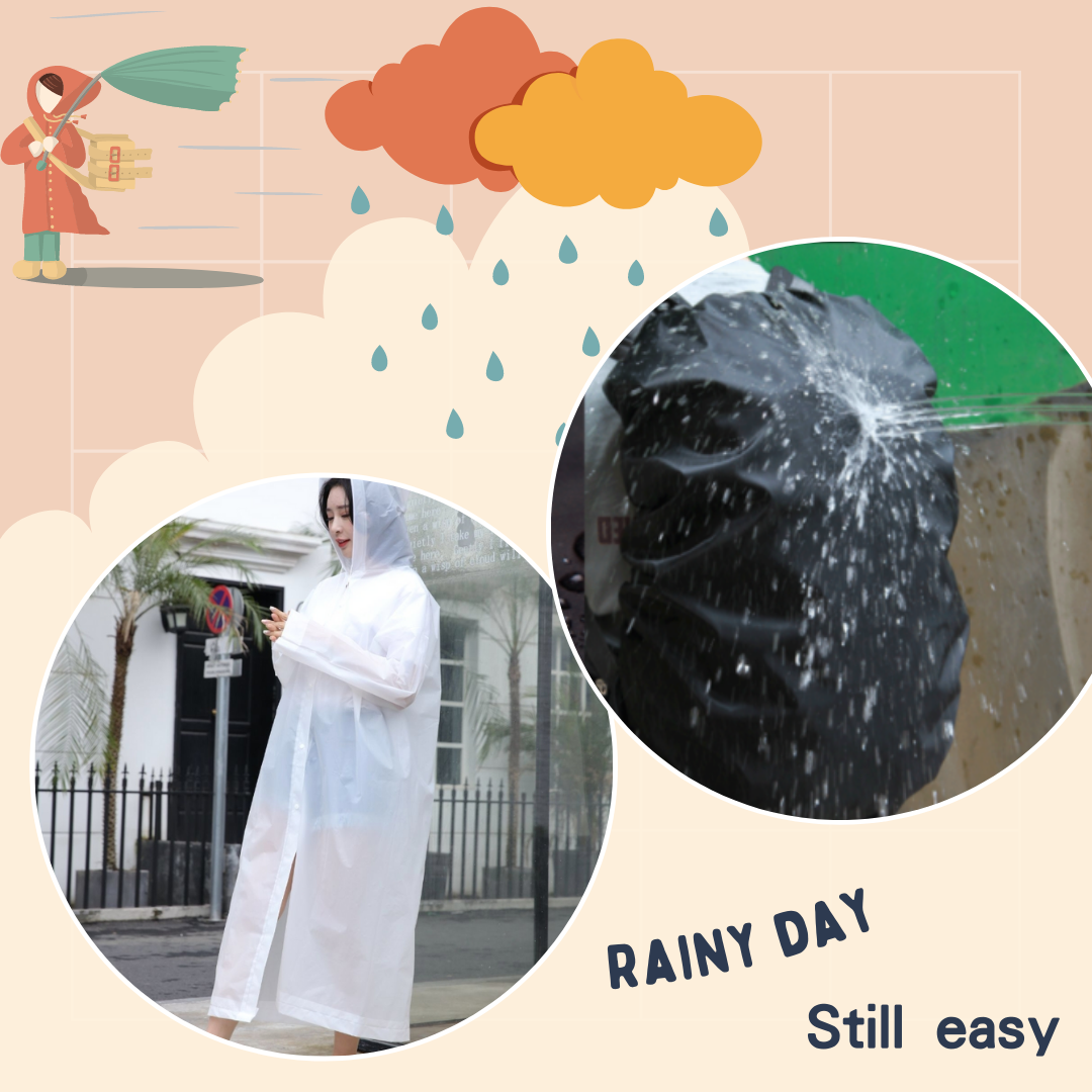 雙肩背囊防曬防水套+EVA雨衣男女通用加厚成人透明时尚非一次性長身雨褸 (防水防雨防濕套裝)